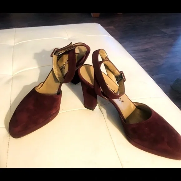 Vintage Yves Saint Laurent YSL Burgundy Suede Heels in Box - Size 7.5 - Picture 14 of 15